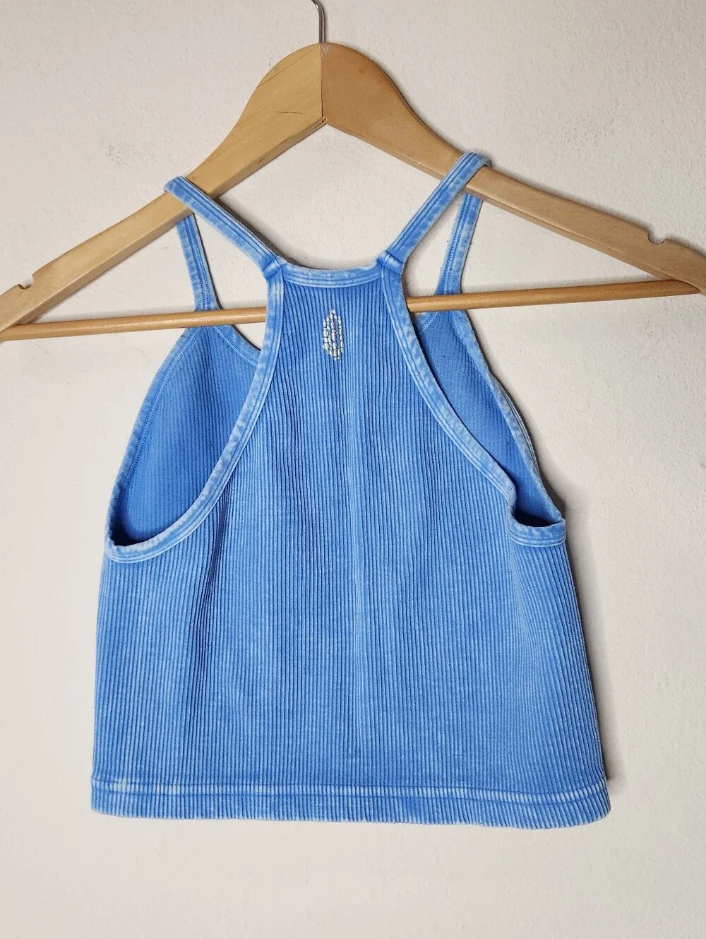 Free People Movement Happiness Runs Blue Tank Top Crop Ribbed Womens S/M